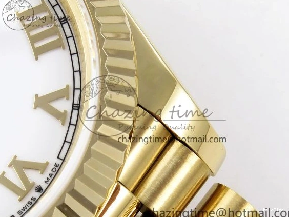 MiroTime 0408 Day Date 40 YG JDF Gain Weight 904L Steel White Roman Dial on President Bracelet VR3255 V Functional 1369